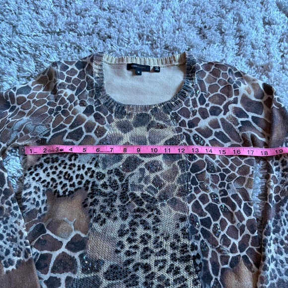 BCBG BEADED LEOPARD PRINT SWEATER - Picture 4 of 8